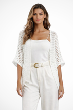 Hattie | Cardigan Femme en Crochet Ouvert à Manches Courtes