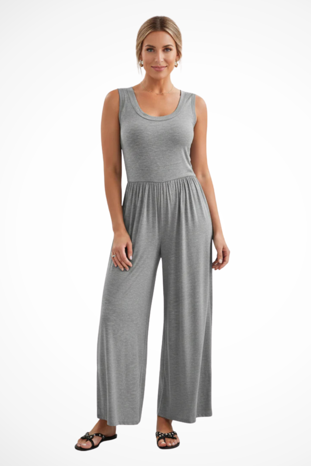 Blythe | Combinaison ample sans manches à col rond et poches pour femme - Bleu Foncé