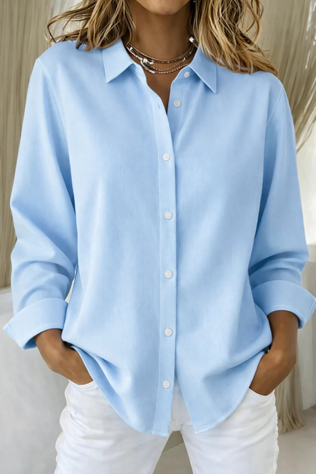 Darcy | Chemise Femme Boutonnée Coupe Décontractée Manches Longues avec Col