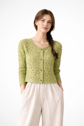 Agatha | Cardigan Court Femme en Crochet avec Détails Floraux