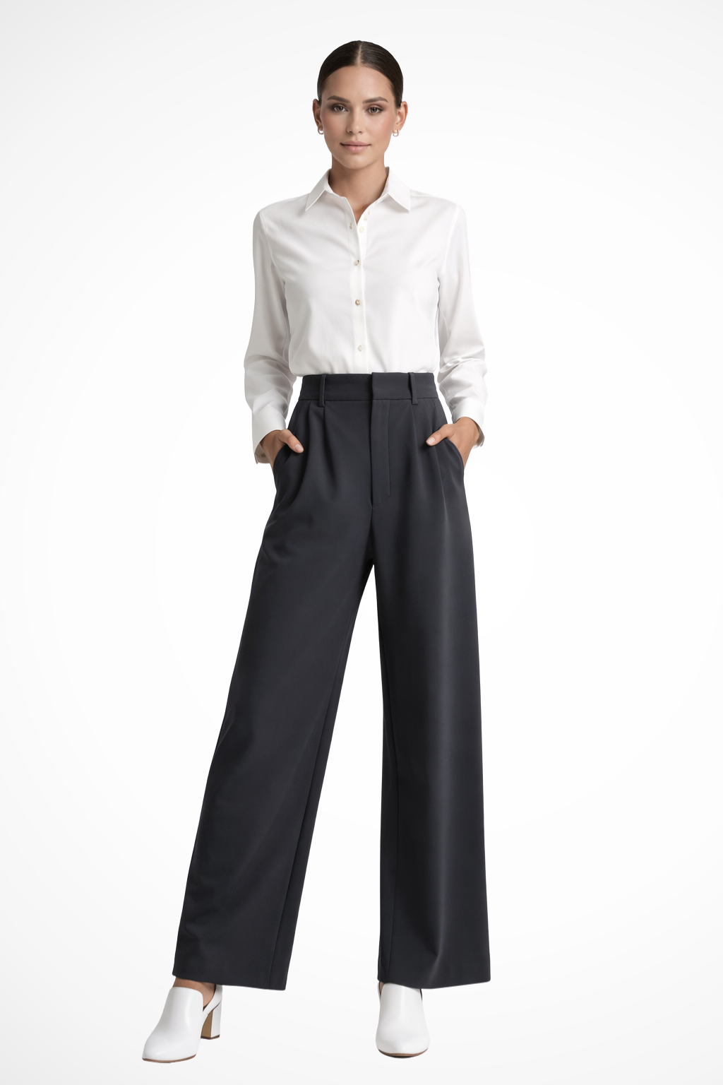 Zanira | Pantalon ample taille haute pour femme - Bleu Clair