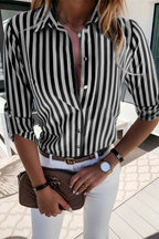 Chloe | Chemisier Femme Coupe Cintrée à Rayures Manches Longues