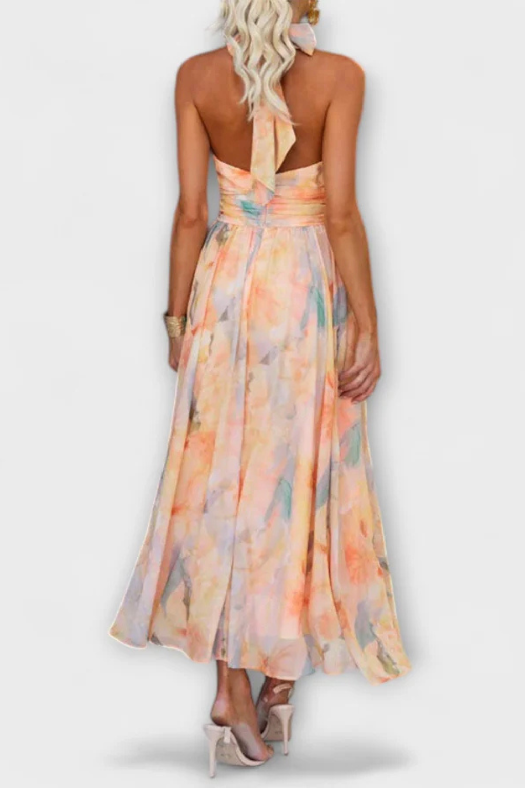 Isolde | Robe Longue Dos Nu à Imprimé Abstrait