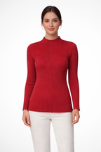 Elvire | Top Femme en Maille Côtelée à Col Montant