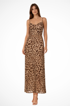 Victoria | Robe Longue d'Été Dos Nu à Imprimé Léopard