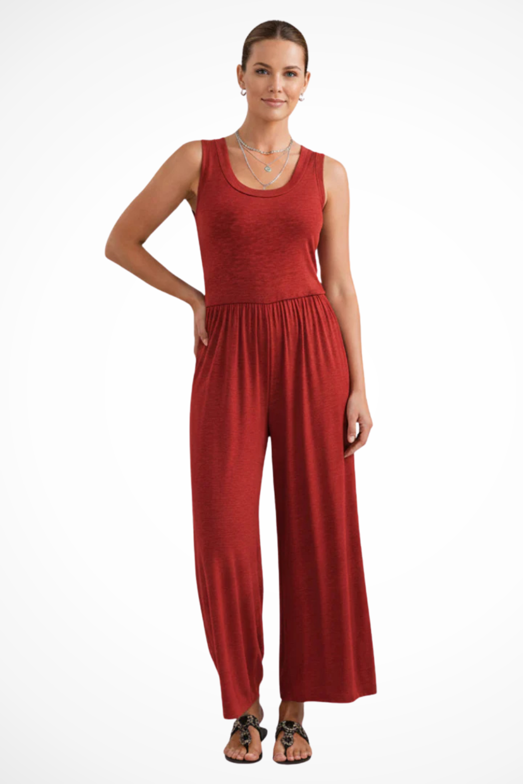 Blythe | Combinaison ample sans manches à col rond et poches pour femme - Bleu Foncé