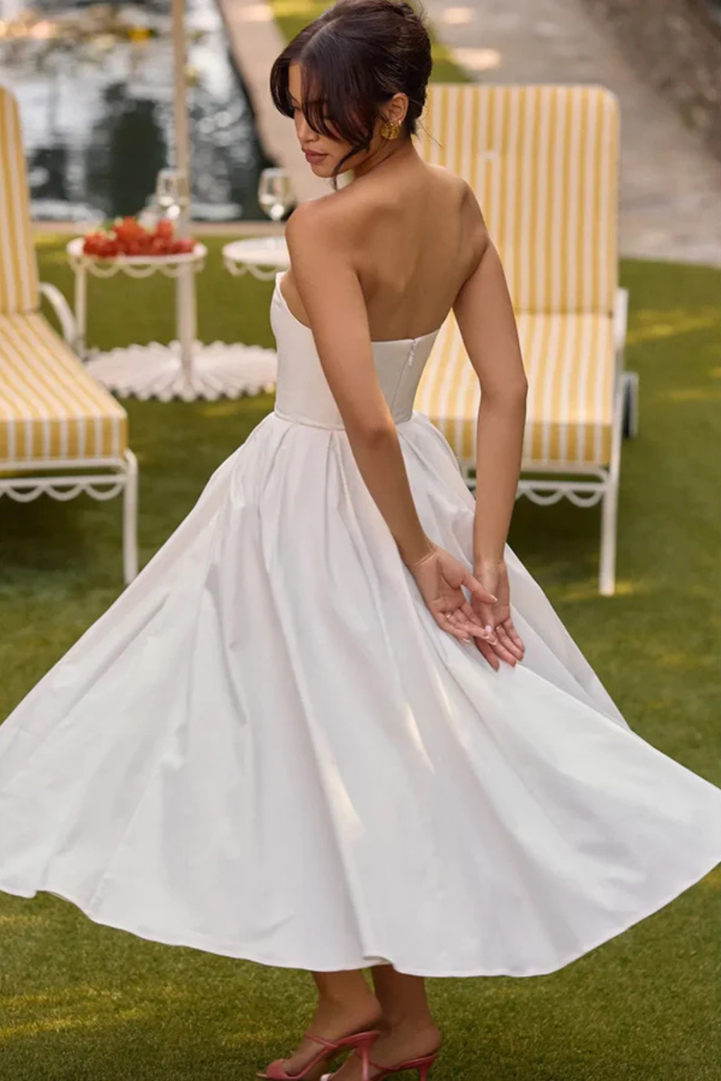 Everly | Robe Mi-Longue Bustier Corset à Jupe Évasée