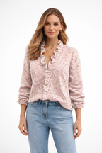 Arabella | Blouse Femme Col V à Volants et Manches Longues