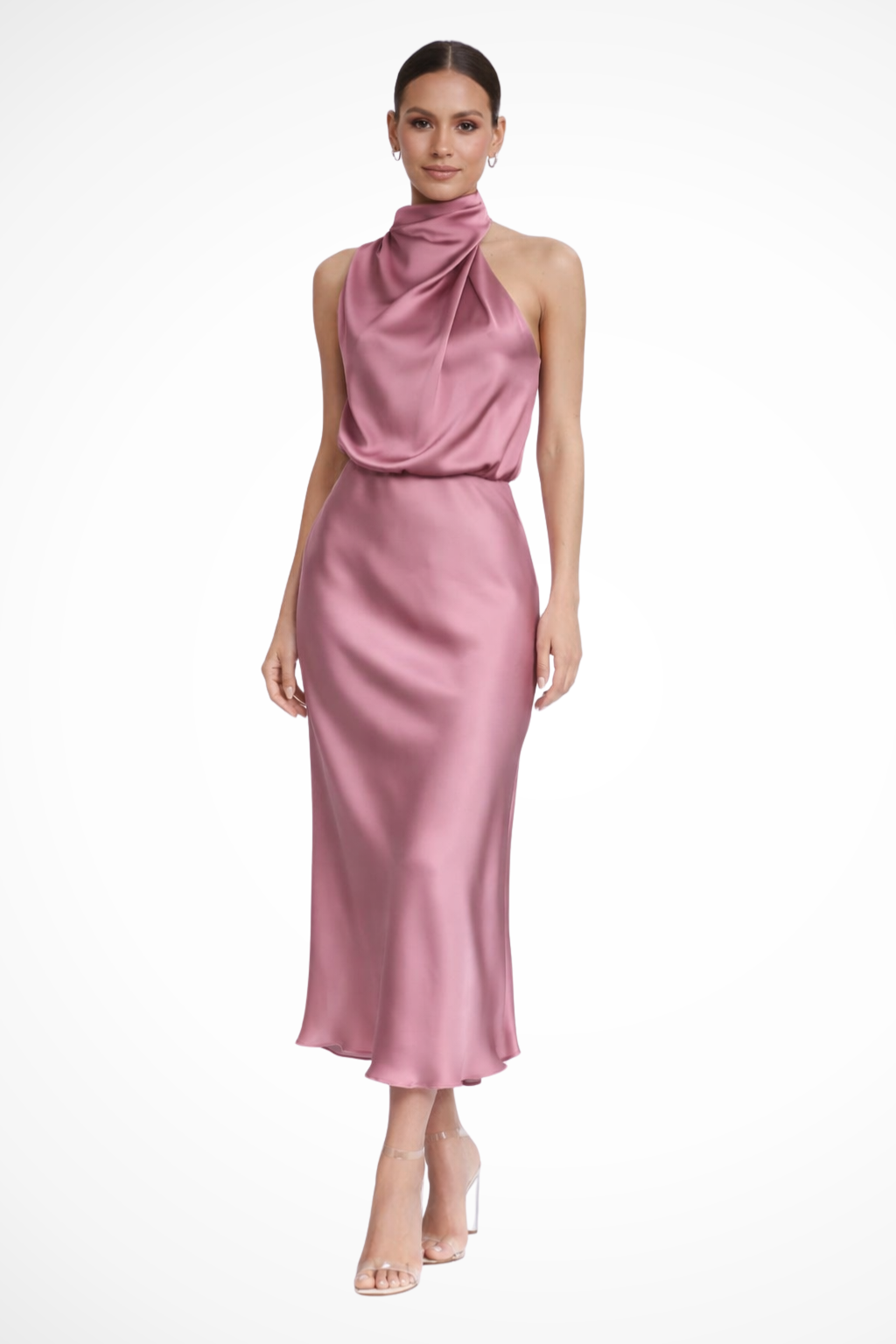 Amelina | Robe Mi-Longue Dos Nu en Satin