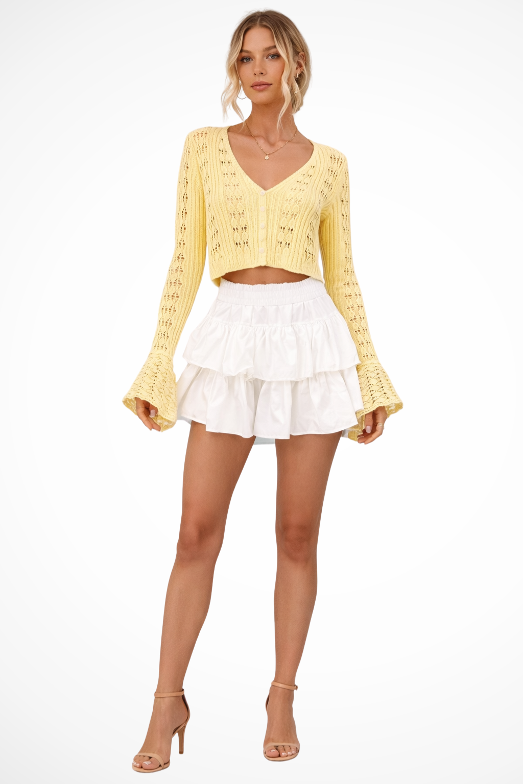 Daphne | Cardigan Femme en Crochet avec Manches Cloche