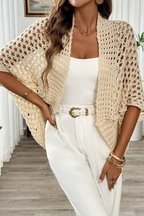 Hattie | Cardigan Femme en Crochet Ouvert à Manches Courtes