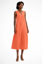 Willa | Robe Longue en Lin Boutonnée Sans Manches à Col V