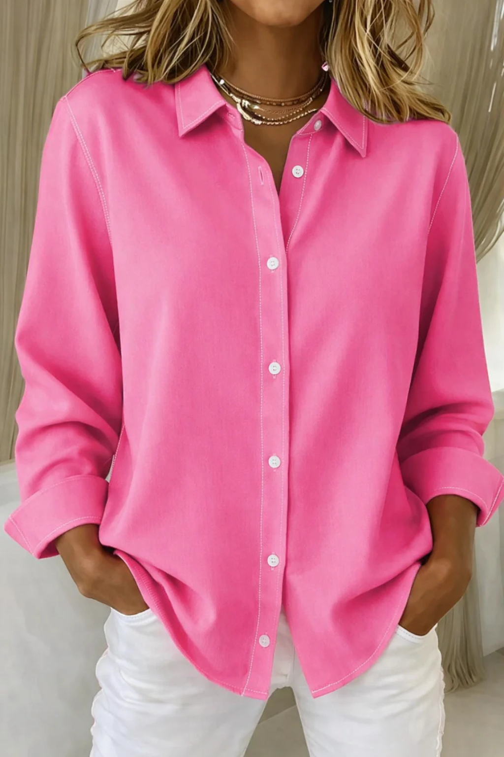 Darcy | Chemise Femme Coupe Décontractée à Manches Longues