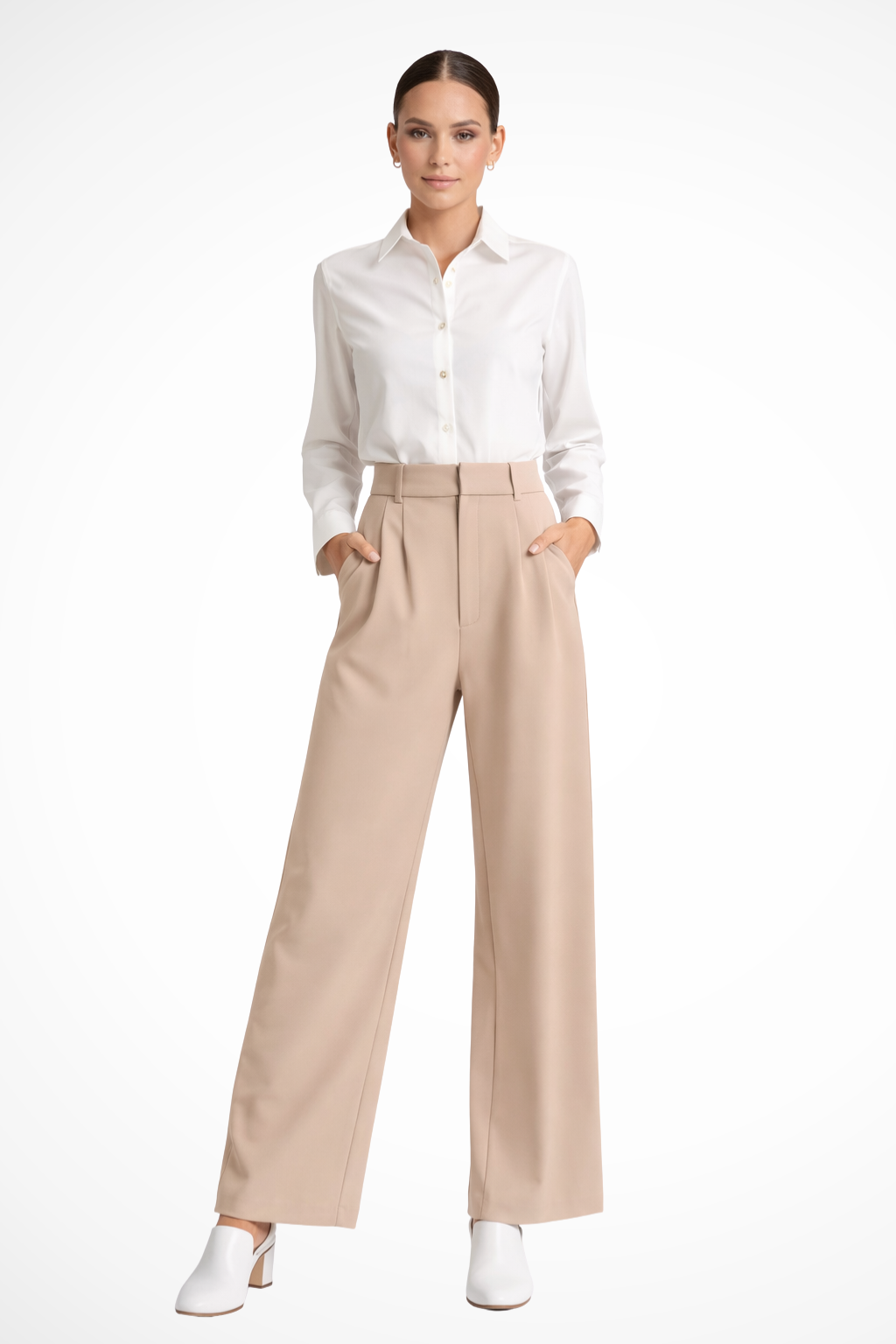 Zanira | Pantalon ample taille haute pour femme - Rose