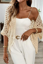 Hattie | Cardigan Femme en Crochet Ouvert à Manches Courtes