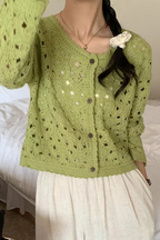 Agatha | Cardigan Court Femme en Crochet avec Détails Floraux