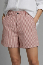 Ada | Short ajusté à rayures taille haute avec boutons pour femme - Bleu