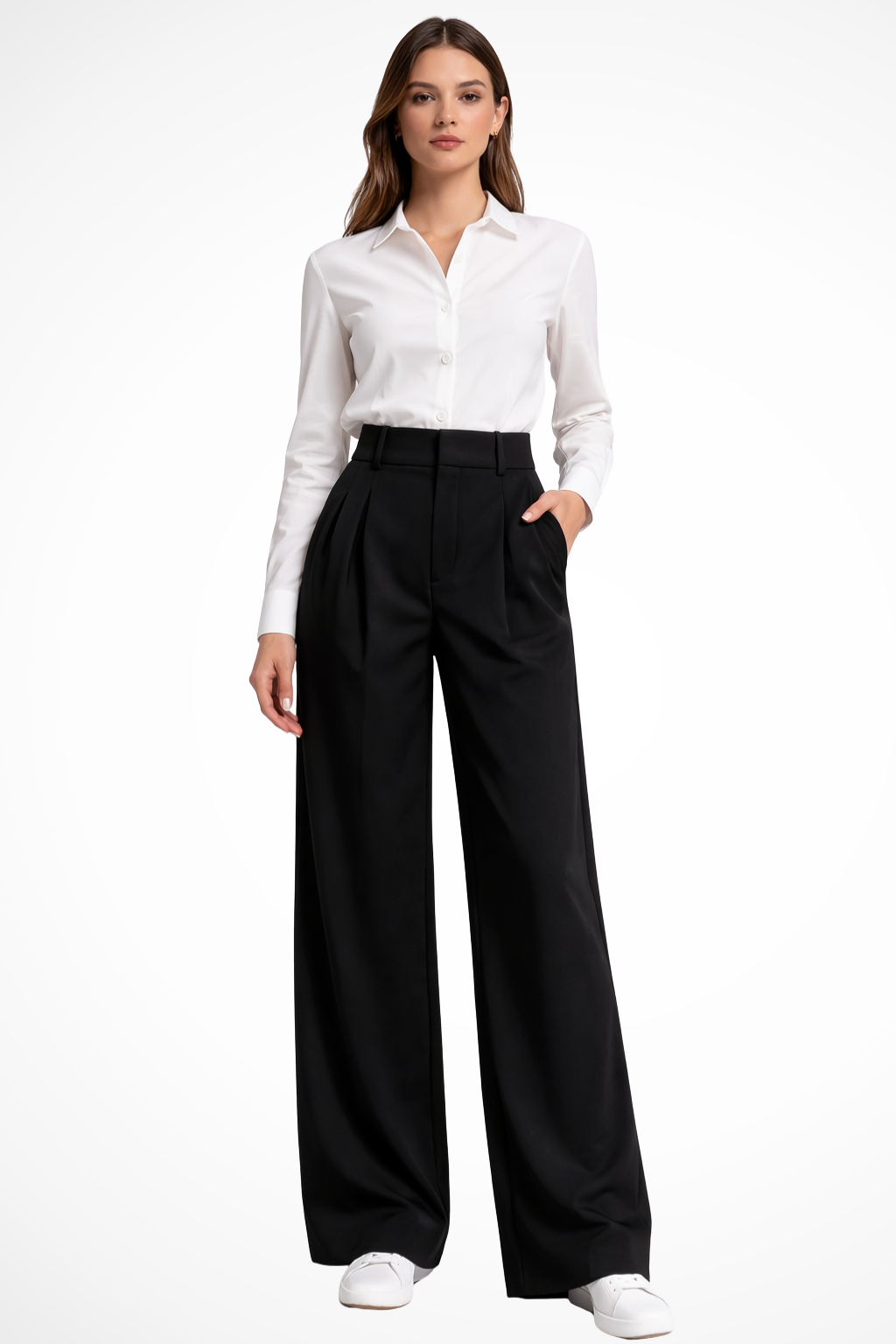 Zanira | Pantalon ample taille haute pour femme - Noir