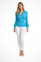 Hannah | Blouse Ajustée Femme à Manches Longues et Col V