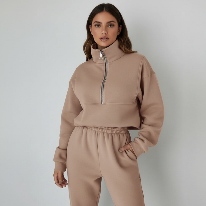 SIXTINE - ensemble pull demi-zip et pantalon pour femme