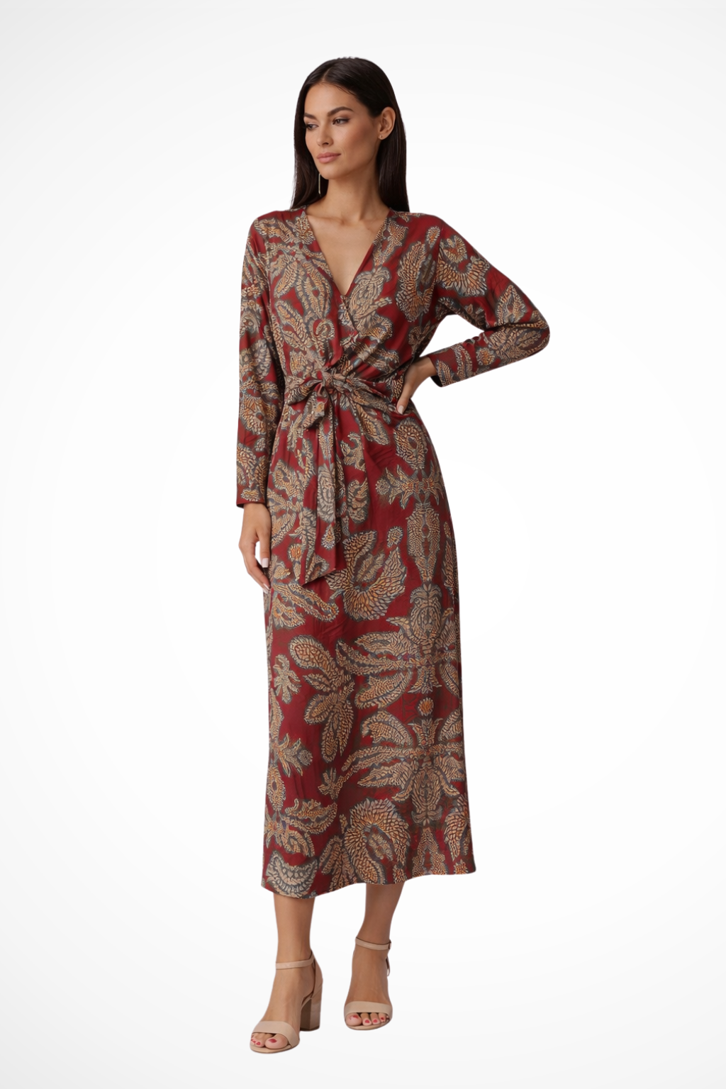 Aria | Robe Longue Ceinturée à Manches Longues