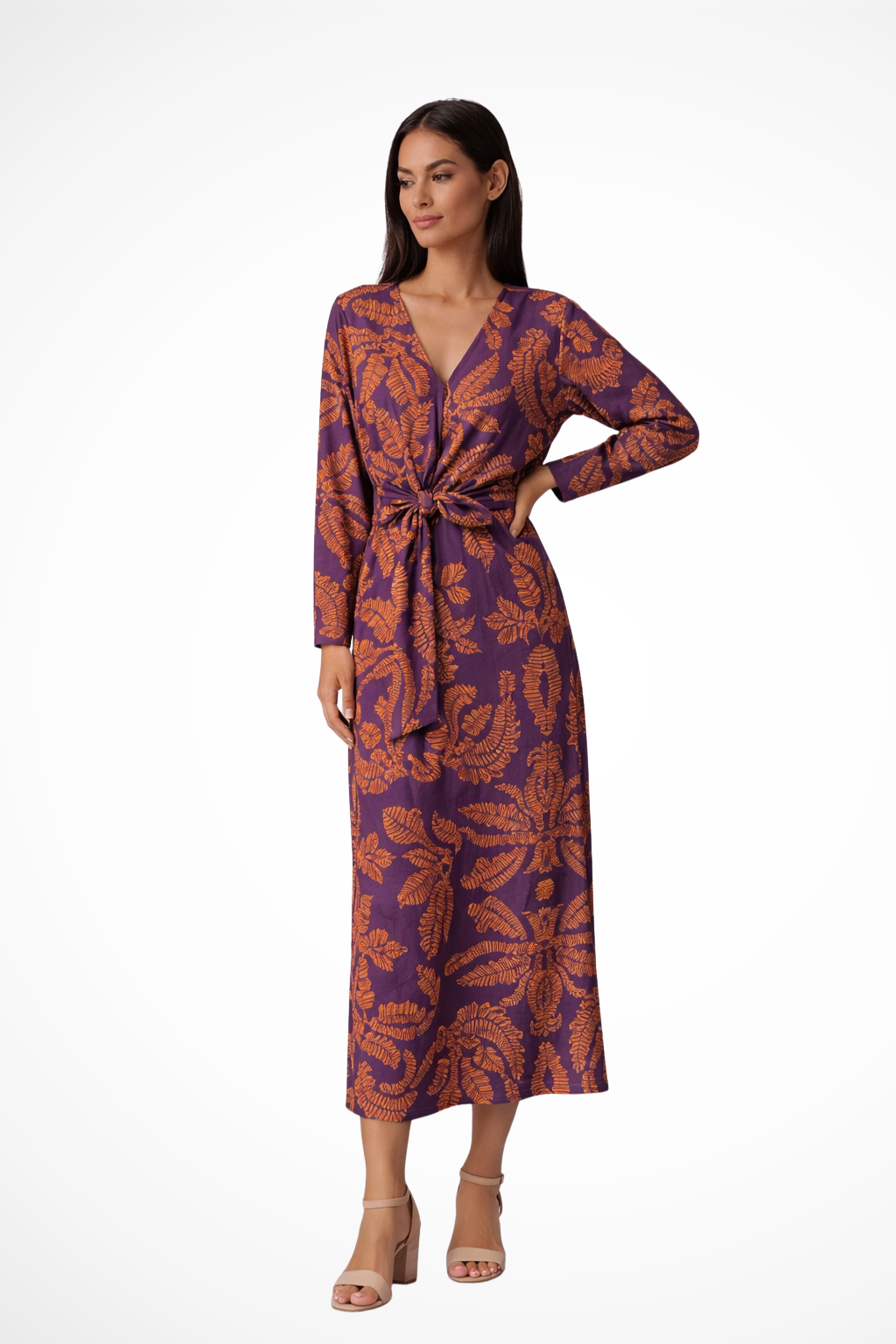 Aria | Robe Longue Ceinturée à Manches Longues