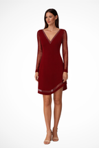Aureline | Robe Mi-Longue Col V à Manches Longues Transparentes