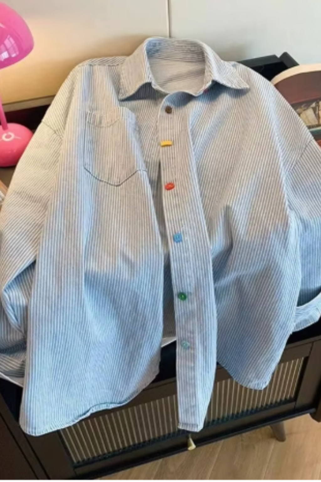 Elodie | Chemise en Jean Surdimensionnée Femme Boutonnée Manches Longues à Rayures