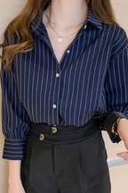 Nella | Chemise Femme Col Rabattu Manches Longues à Rayures