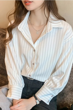 Nella | Chemise Femme Col Rabattu Manches Longues à Rayures
