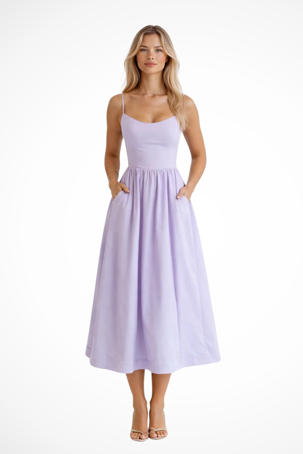 Aurevia | Robe Mi-Longue Évasée Style Lavallière