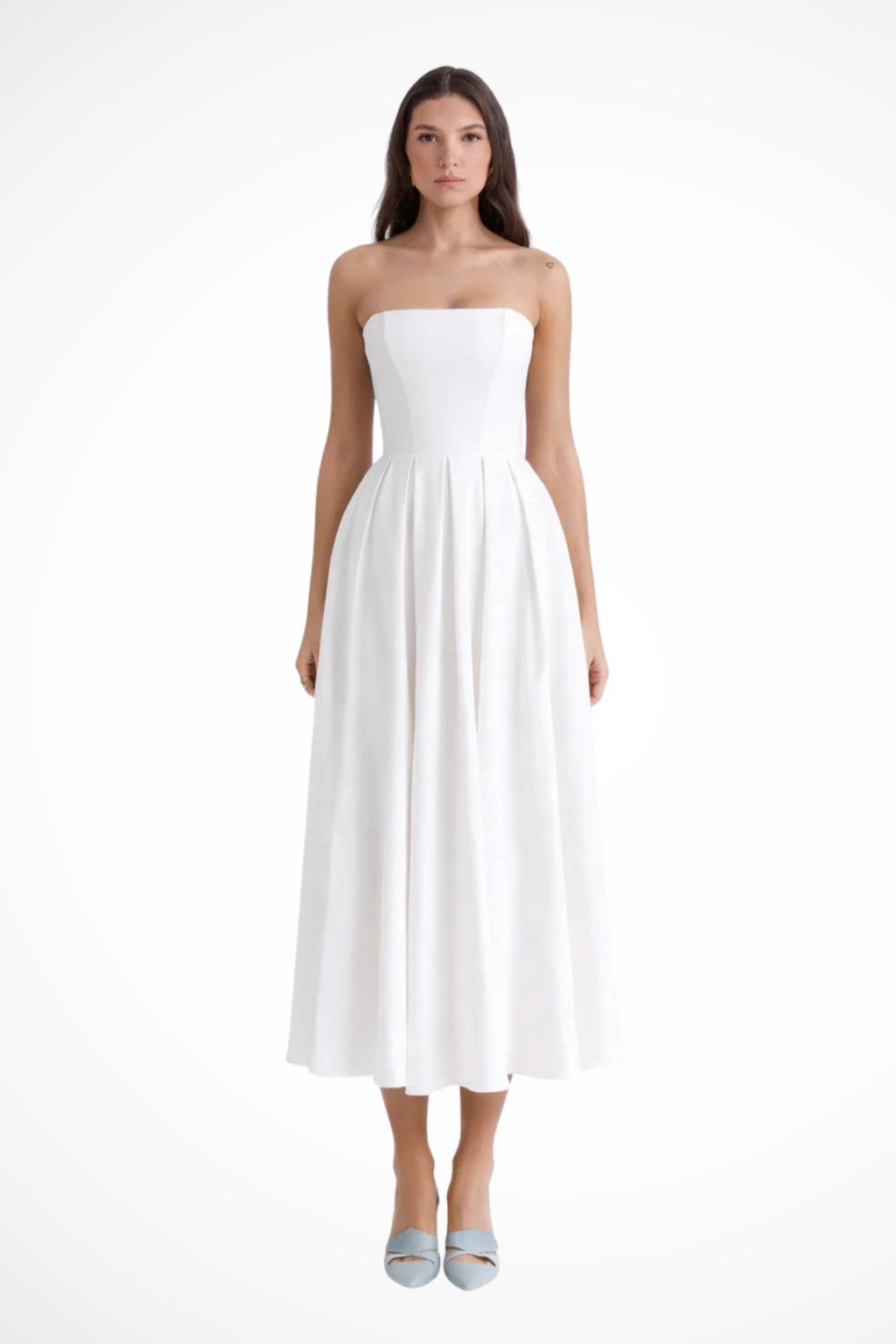 Everly | Robe Mi-Longue Bustier Corset à Jupe Évasée