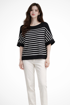 Tilda | T-shirt Femme Oversize à Col Rond et Rayures