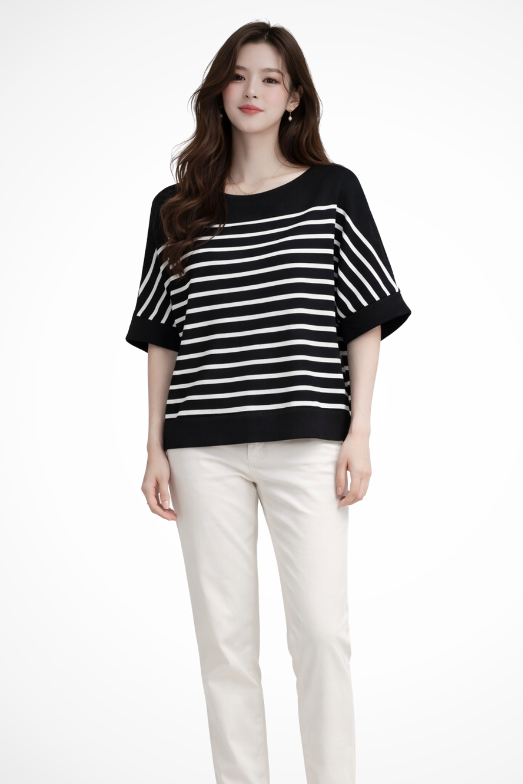 Tilda | T-shirt Femme Oversize à Col Rond et Rayures