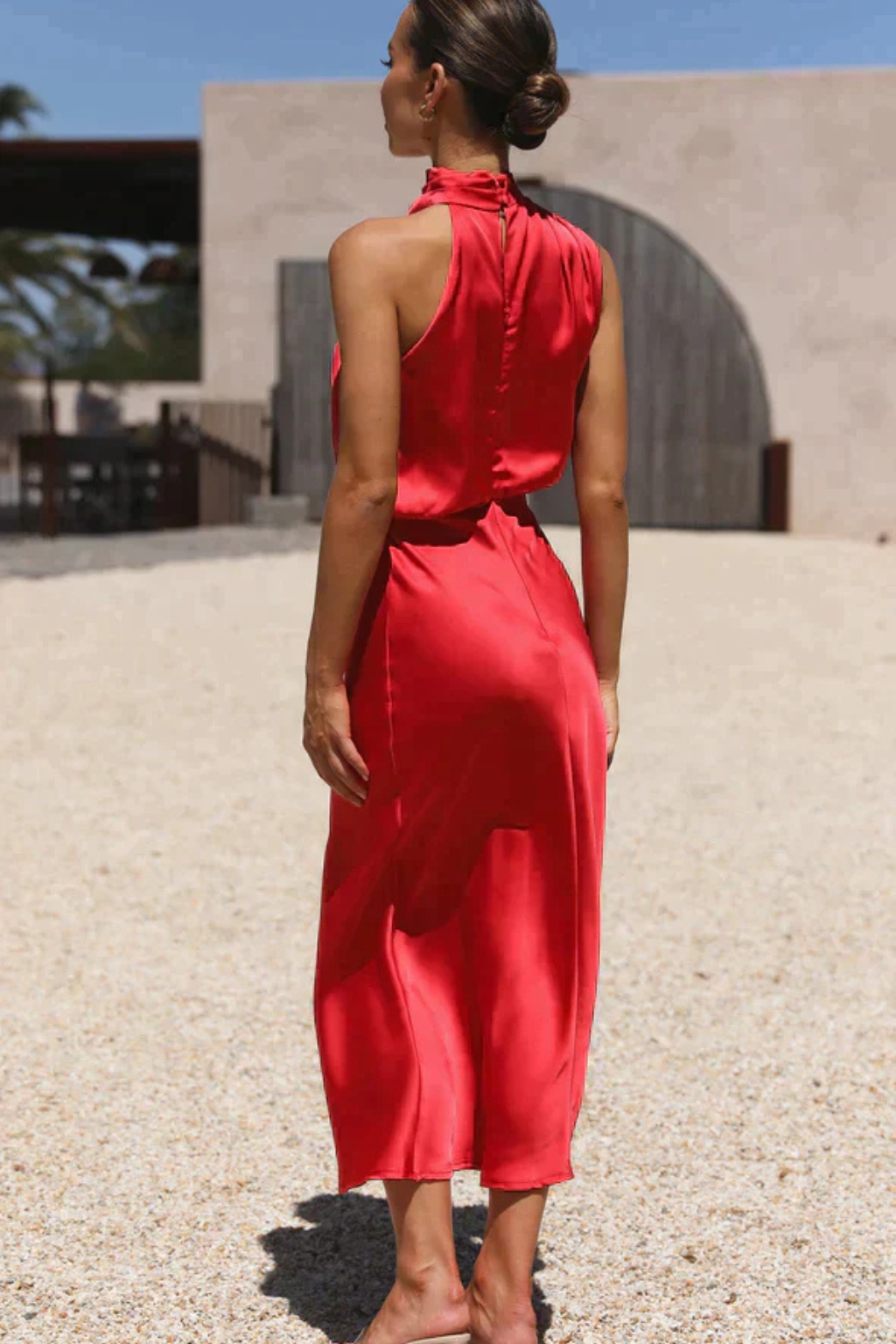 Amelina | Robe Mi-Longue Dos Nu en Satin