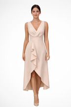 Eliane | Robe Mi-Longue Portefeuille Sans Manches à Ourlet Asymétrique