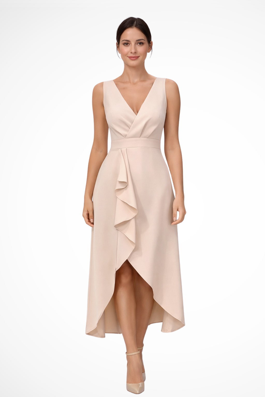 Eliane | Robe Mi-Longue Portefeuille Sans Manches à Ourlet Asymétrique