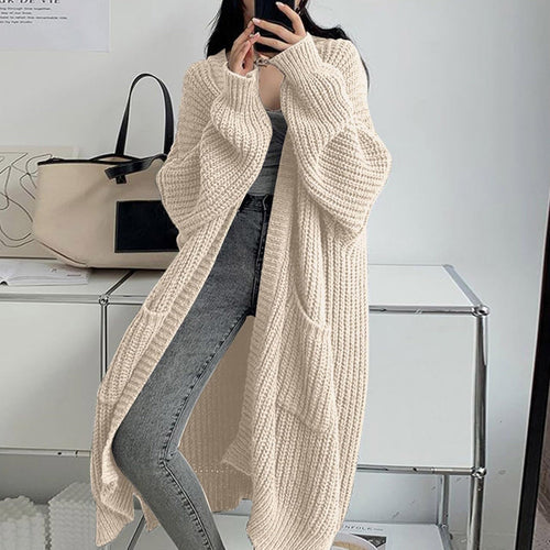 ALICE - gilet long tricoté à poches pour femme