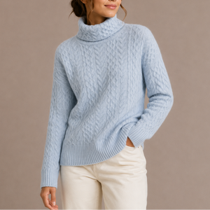 OLYMPE - pull col roulé torsadé en grosse maille pour femme