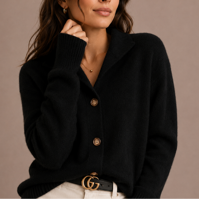 Jeanne, Cardigan en maille à col