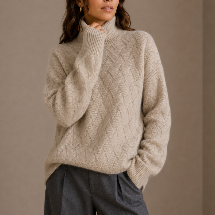 NINA - pull col roulé texturé pour femme