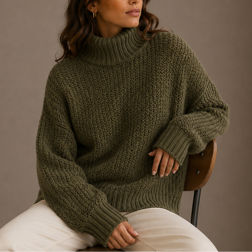 ALIX - pull en grosse maille col roulé pour femme