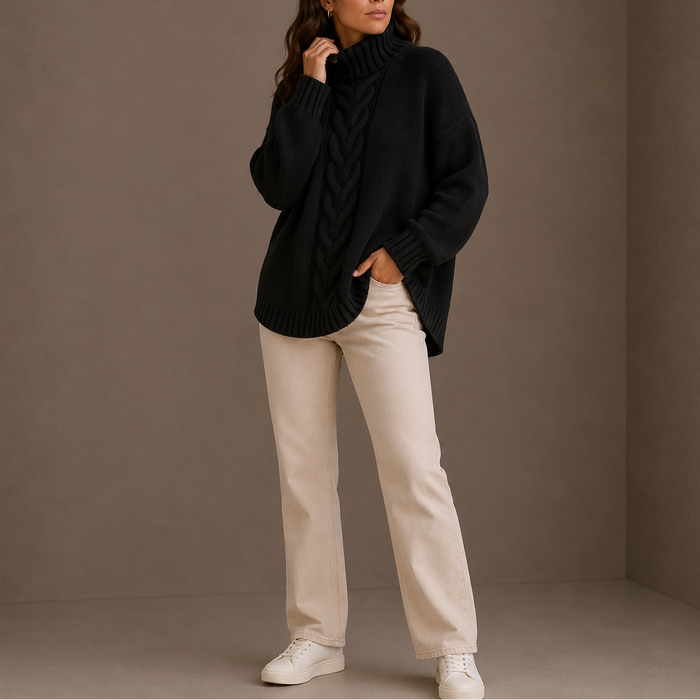 LAURA - pull col roulé torsadé oversize pour femme