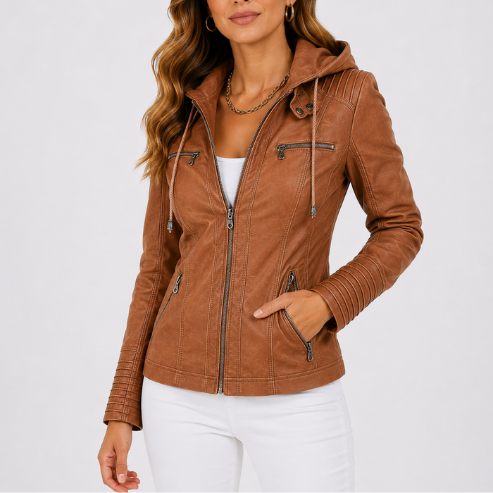JOSÉPHINE - veste similicuir à capuche pour femme