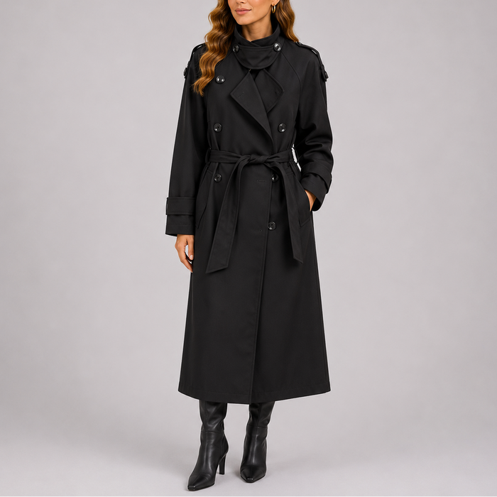 FANNY - trench manteau long femme ceinturé