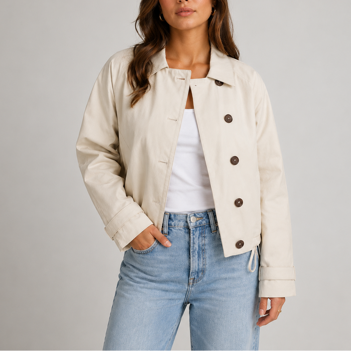 Irène, Veste courte boutonnée col classique