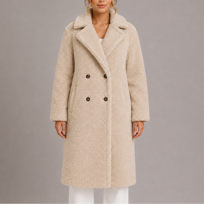 Yvonne, Manteau teddy long croisé