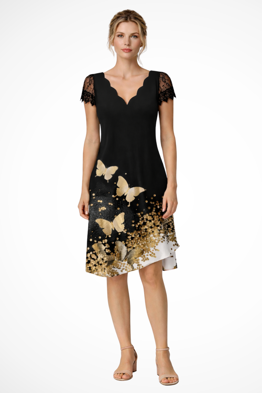 Harriet | Robe Mi-Longue avec Manches en Dentelle