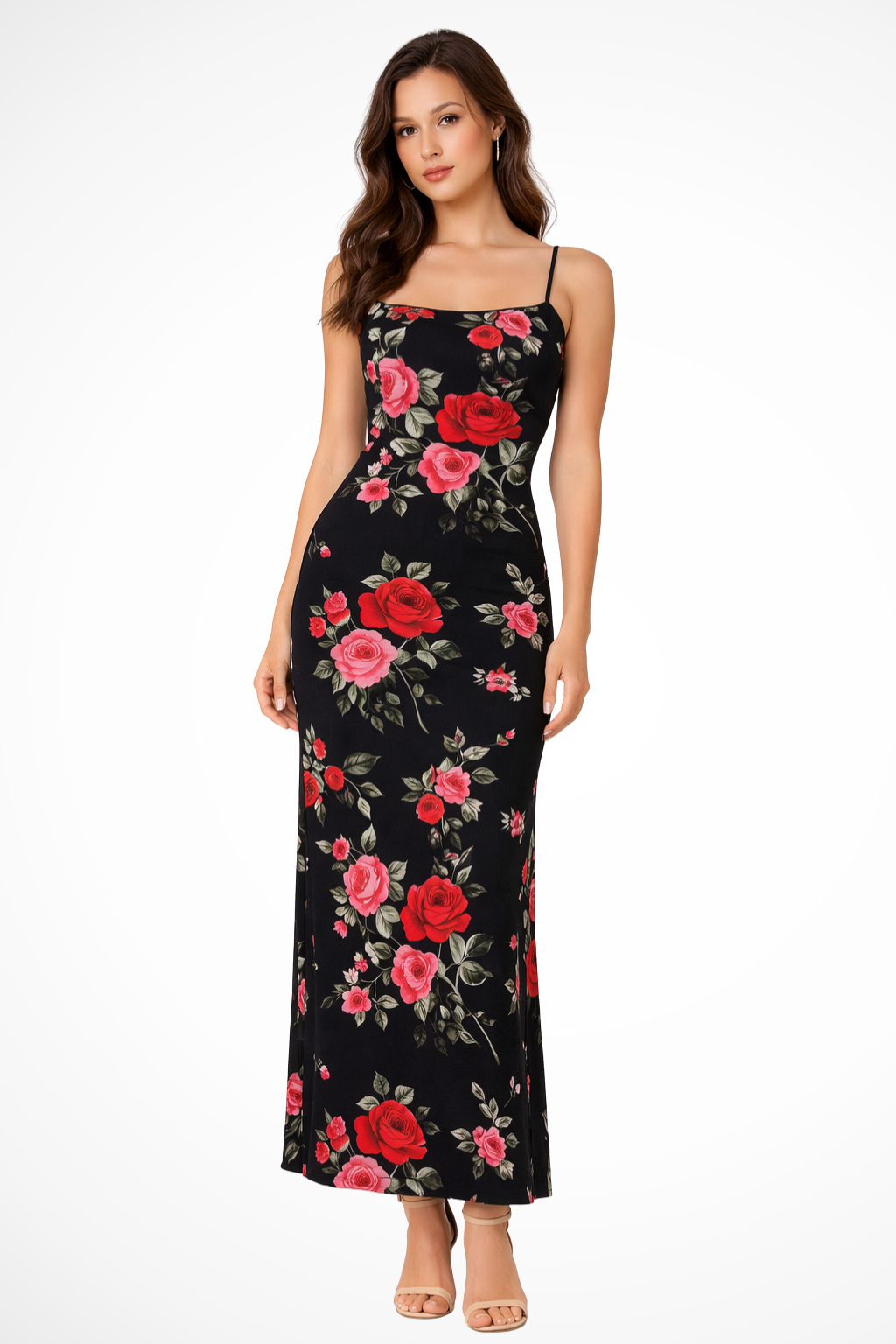 Elara | Robe Longue d'Été à Fleurs et Fines Bretelles