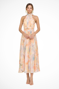 Isolde | Robe Longue Dos Nu à Imprimé Abstrait